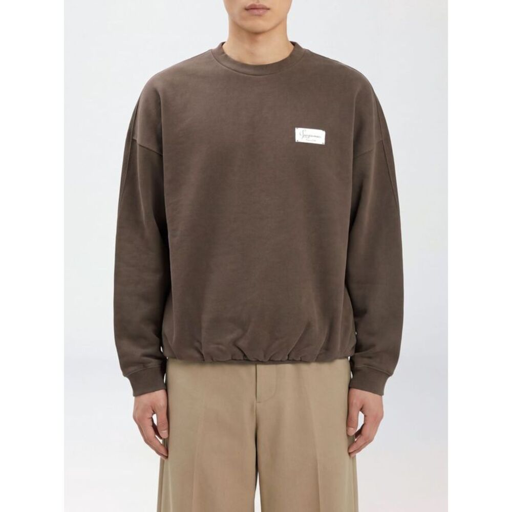 Jacquemus Men Jacquemus Contrast Logo Patch Cotton Crewneck Sweatshirt
